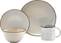 Tabletops Gallery Speckled Farmhouse Collection- Stoneware Dishes Service for 4 Dinner Salad Appetizer Dessert Plate Bowls 16 Piece Geneva Dinnerware Set