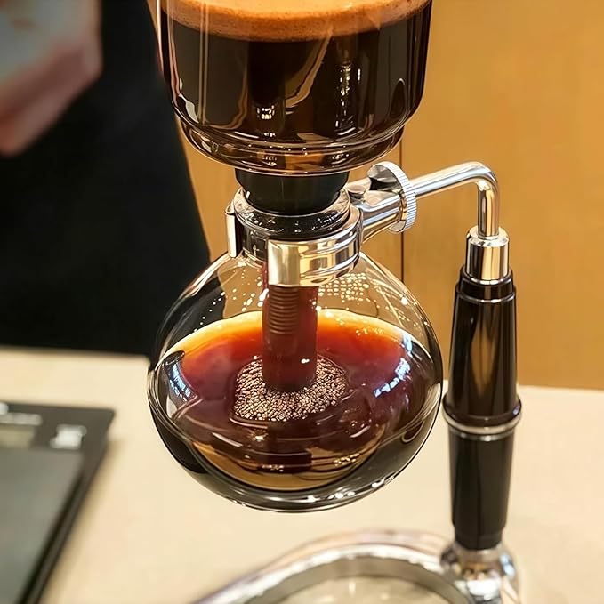 Siphon Coffee Maker Glass Syphon Vacuum Coffee Makers Syphon Pot Coffee Maker with Alcohol Burner Stable &amp Durable base Anti-scalding handle Material &amp crack resistance for Office Coffee