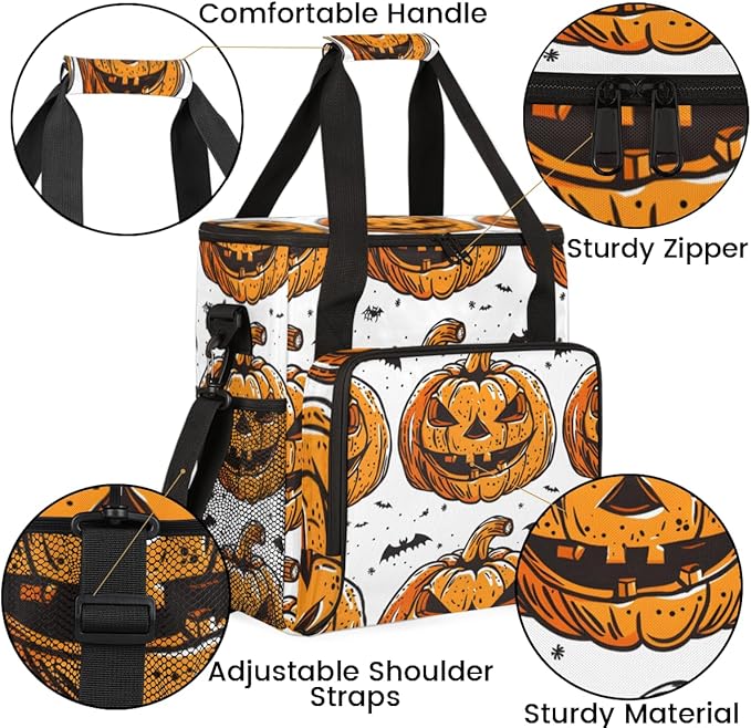 Magical Pumpkin Coffee Maker Carrying Bag Abstract Pumpkin Travel Storage Bag Compatible with K-Mini or K-Mini Plus Single Serve Coffee Brewer Carrying Case with Multiple Pockets &amp Shoulder Stra