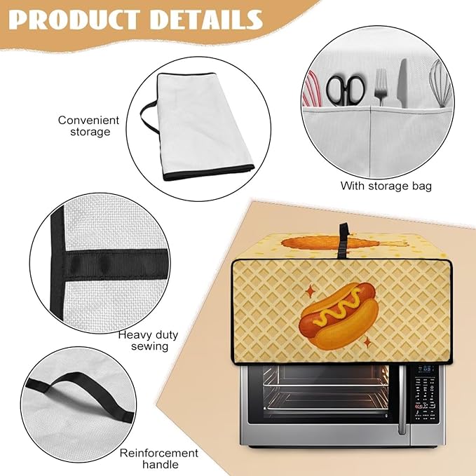Doojoayie Hot Dog Toaster Cover 6 Slice Bread Making Machine Dust Protector Dust-proof Appliance Covers for Toaster/Small Appliance/Air Fryer