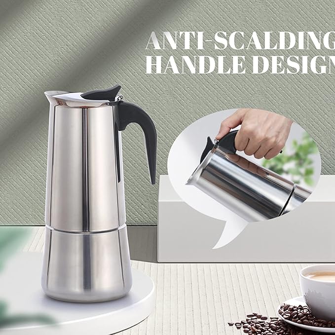 Atyhao Electric Coffe MakerElectric Coffeemaker Pots Food Grade Stainless Steel Pot for Home and Outdoor Camping (300ml)