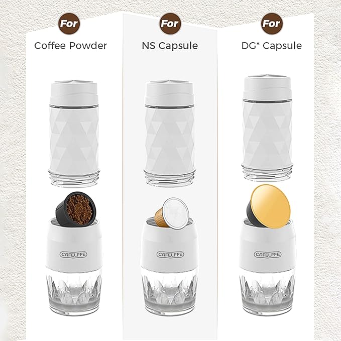 3-in-1 Portable Manual Espresso Coffee Machine 18Bar Cold and Hot Brew Mini Coffee Maker with Milk Foam Press Lever 120ml Cup Work with DG/NES Capsule and Ground Coffee