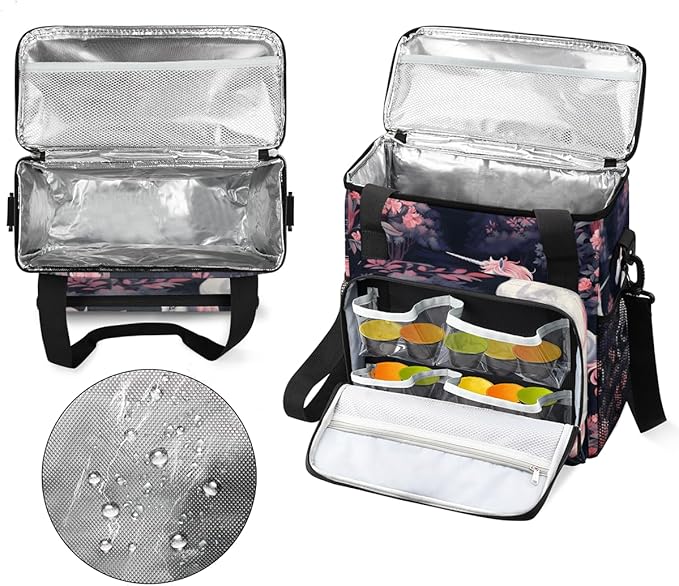 Beautiful Unicorn Coffee Maker Carrying Bag Flower Unicorn Travel Storage Bag Compatible with K-Mini or K-Mini Plus Single Serve Coffee Brewer Carrying Case with Multiple Pockets &amp Shoulder Stra