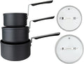 3-Piece Cookware Set Consisting of 14 cm Milk Pan 16 cm Saucepan with Lid and 18 cm Saucepan with Lid Stackable Anodised Aluminium