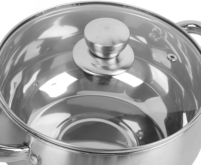 Stainless Steel Soup Pot Set 3 Piece Kitchen Cookware Sets Thick Bottom Anti Stick Cooking Pot Set with Glass Lids Stay Cool Handle Works with Induction Electric and Gas Cooktops
