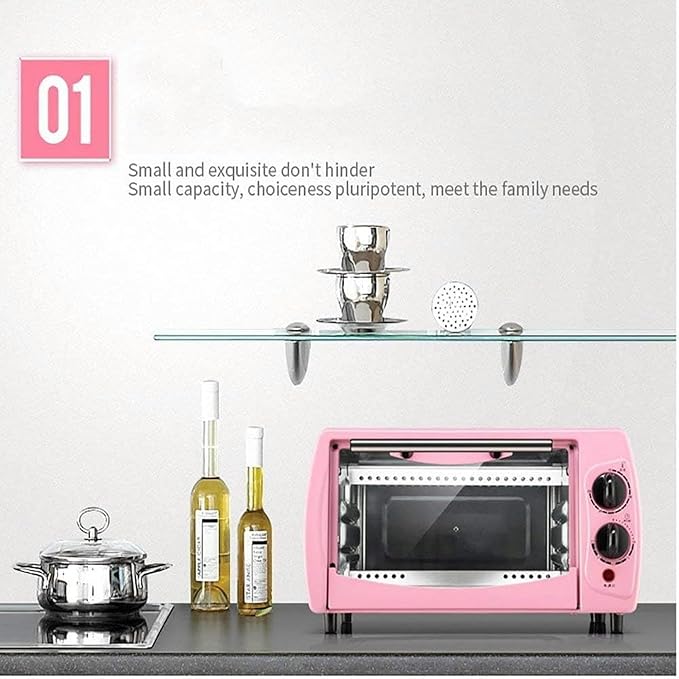 Electric Oven Mini 12L Oven Adjustable Tat Independent Temperature Control in The Upper and Lower Tubes Pink