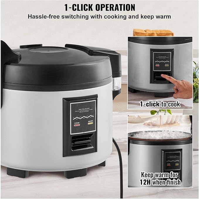 Commercial Rice Cooker 45 Cup 9L Restaurant Grade - Non-Stick Pot 12H Keep Warm Easy Cooking