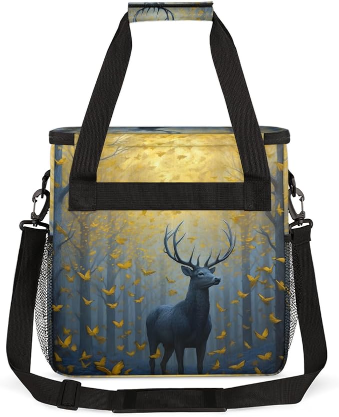 Forest Elk Coffee Maker Carrying Bag Retro Elk Portable Travel Storage Tote Bag Compatible with K-Mini or K-Mini Plus Single Serve Coffee Brewer Carrying Case with Multiple Pockets &amp Shoulder St