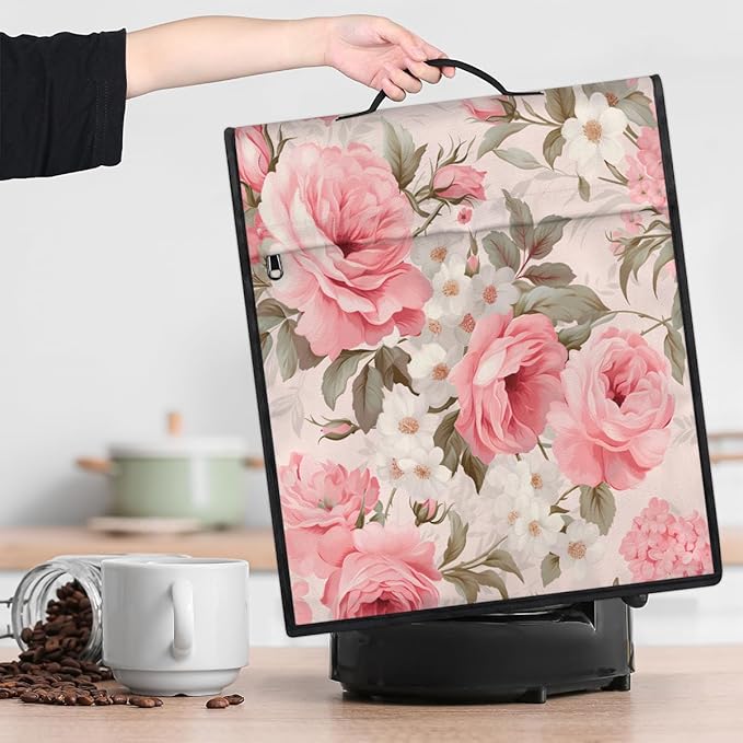 cfpolar Kitchen Aid Mixer Cover Compatible with 6-8 Quarts Flower Pink Rose Stand Mixer Cover Kitchen Aid Mixers Accessories Appliance Organizer Bag Dust Covers with Zipper Pocket