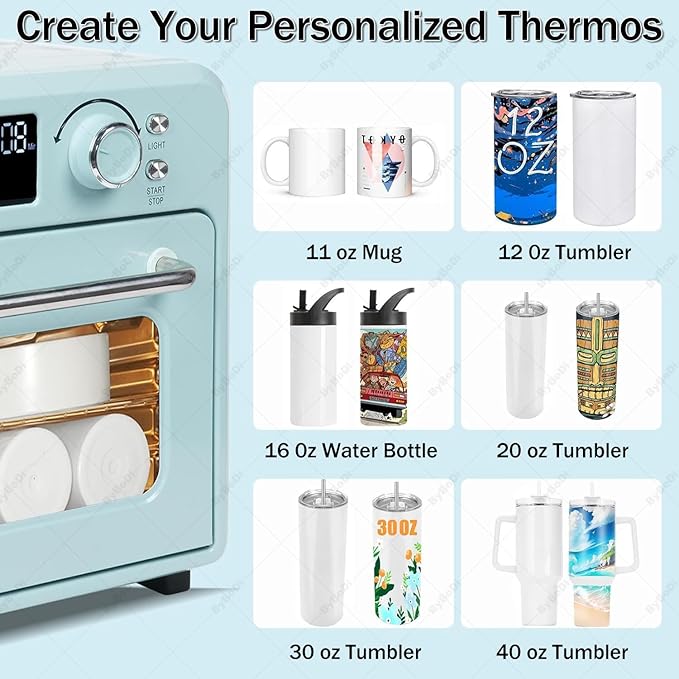 16L Lightweight Convection Sublimation Oven 1400W Sublimation Oven 360° Heating with Digital Display Sublimation Oven Machine for Mugs Glasses Water Bottles 30L