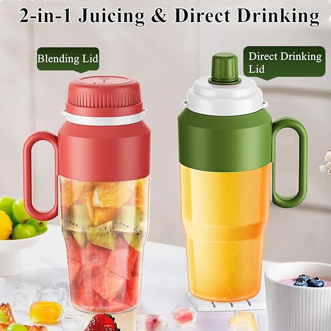 Portable Blender for Smoothies – Personal Blender &amp Juicer with 38-Blade Stainless Steel USB Rechargeable Cordless for Home/Office/Gym (green)