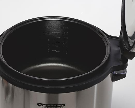 Proctor Silex Commercial 37560R Rice Cooker/Warmer 60 Cups Cooked Rice Capacity Nonstick Inner Pot Hinged Lid Stainless Steel Housing Conforms to NSF