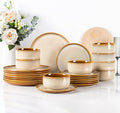 LERATIO Ceramic Dinnerware Sets for 8Plates and Bowls SetsReactive Glaze Dishes SetHighly Chip and Crack Resistant | Dishwasher &amp Microwave &amp Oven Safe Dishes setService for 8-Kahki (24pc)