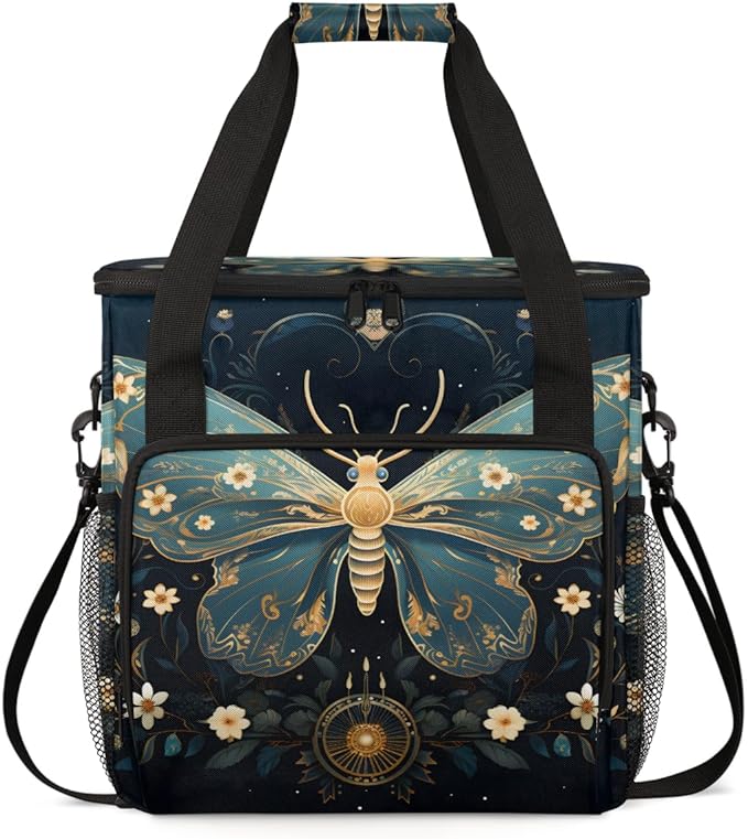 Gothic Butterfly Coffee Maker Carrying Bag Cartoon Butterfly Travel Storage Bag Compatible with K-Mini or K-Mini Plus Single Serve Coffee Brewer Carrying Case with Multiple Pockets &amp Shoulder St