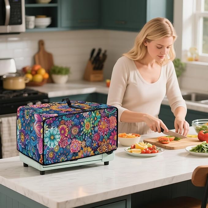 Mandala Floral Toaster Oven Air Fryer Cover Heat-Resistant Waterproof Dust-proof Protective Covers Compatible with Smart Oven Air Fryer Smart Oven for Parties &amp Gatherings