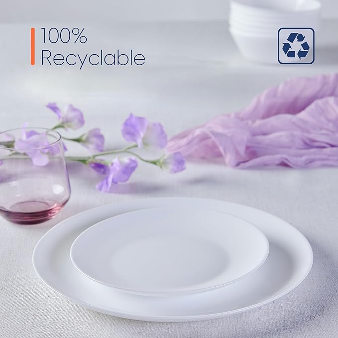 Dinnerware Sets for 6 LaGlint 18 Pieces Opal Glass Plates and Bowls Set Dishwasher and Microwave Safe Dish Dinning Ware Chip and Scratch Resistant Dishware White