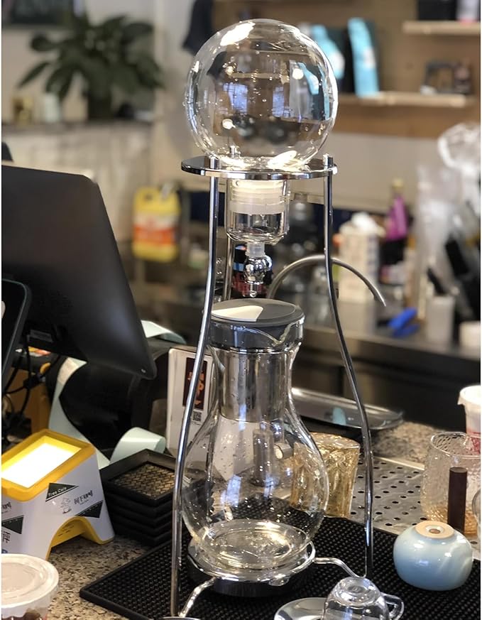 DIY Ice Coffee Brew Tower Ice Drip Coffee Maker with 800ml Glass Pot Stainless Steel Rack Flow Rate Control Valve for Making 6-8 Cup Gift for Coffee Lovers