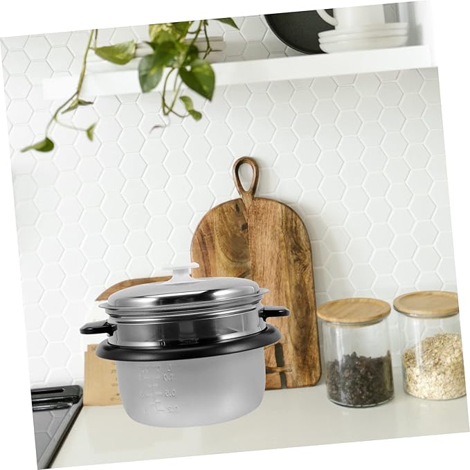 PRETYZOOM Non-stick Rice Cooker Inner Pot Capacity with Scale Design and Easy to Clean for Home and Dorm Cooking Includes Steamer Tray and Lid Random Style