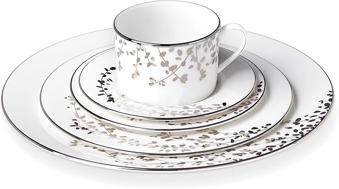 Kate Spade New York Gardner Street Platinum 5-Piece Place Setting 4.25 LB White