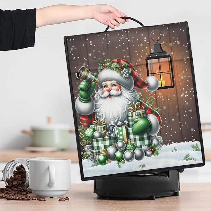 cfpolar Kitchen Aid Mixer Cover Compatible with 6-8 Quarts Xmas Santa Claus Green Holly Stand Mixer Cover Kitchen Aid Mixers Accessories Appliance Organizer Bag Dust Covers with Zipper Pocket