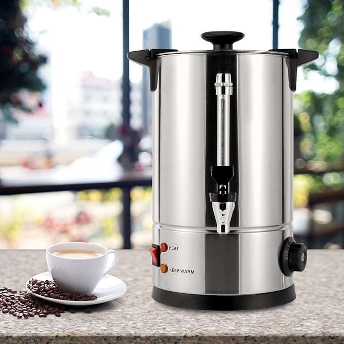 Commercial Grade Stainless Steel Percolate Coffee Maker Hot Water Urn for Catering 8L/2.11gal Premium Commercial Coffee Machine Large Stainless Steel Coffee Maker Metallic