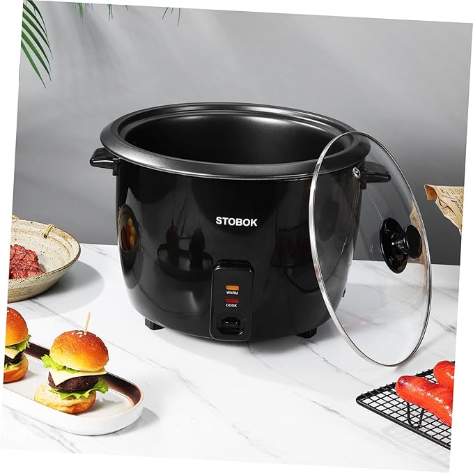 Compact Electric Rice Cooker with Clear Lid Grain Cooker for Rice Porridge Stews and Soup Space-saving Small Appliance with US Plug Auto Keep Warm Function for Dorms and Travel