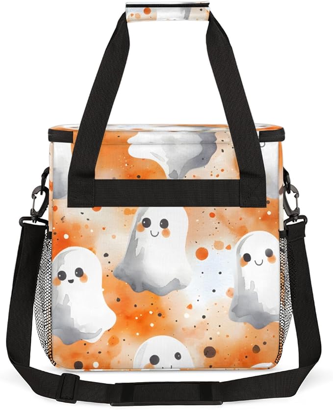 Watercolor Spooky Ghost Coffee Maker Carrying Bag Travel Storage Bag Compatible with K-Mini or K-Mini Plus Single Serve Coffee Brewer Carrying Case with Multiple Pockets &amp Shoulder Strap