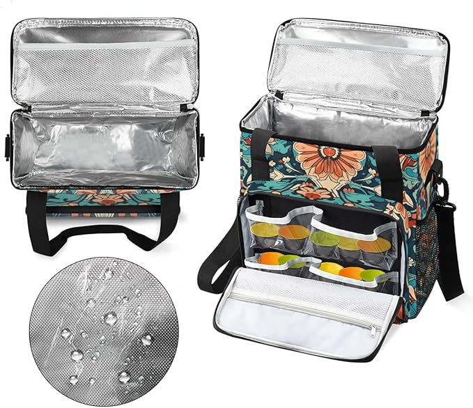 Vintage Classic Floral Coffee Maker Carrying Bag Travel Storage Bag Compatible with K-Mini or K-Mini Plus Single Serve Coffee Brewer Carrying Case with Multiple Pockets &amp Shoulder Strap