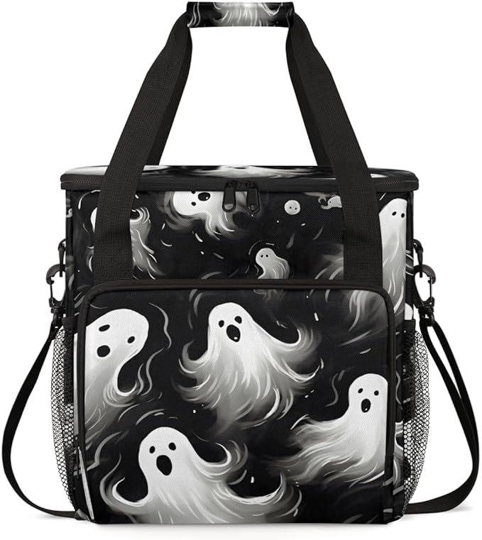 Spooky Ghosts Coffee Maker Carrying Bag Graffiti Ghosts Travel Storage Bag Compatible with K-Mini or K-Mini Plus Single Serve Coffee Brewer Carrying Case with Multiple Pockets &amp Shoulder Strap