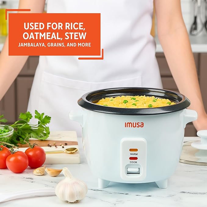 IMUSA Mini Electric Rice Cooker 6 Cup Cooked 3 Cup Uncooked – Ceramic Nonstick Pot Small Multi Cooker for Rice Quinoa Oatmeal Stew – Keep Warm – Compact for Dorm RV Kitchen