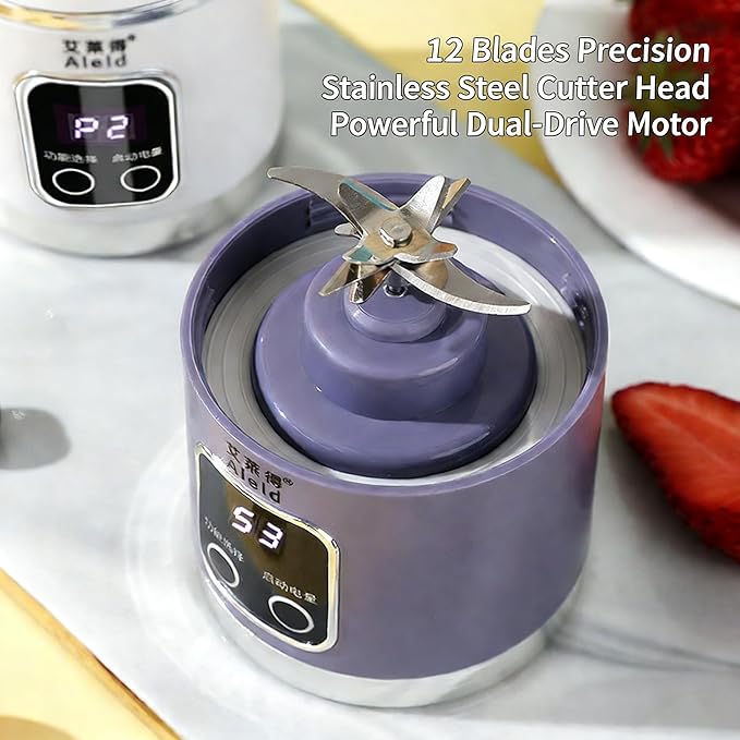 Portable Blender Personal Electric USB500ML Portable juicer Shakes and Smoothies BlenderSmall BlendersMixingCompact、Convenient and Versatile (Purple)