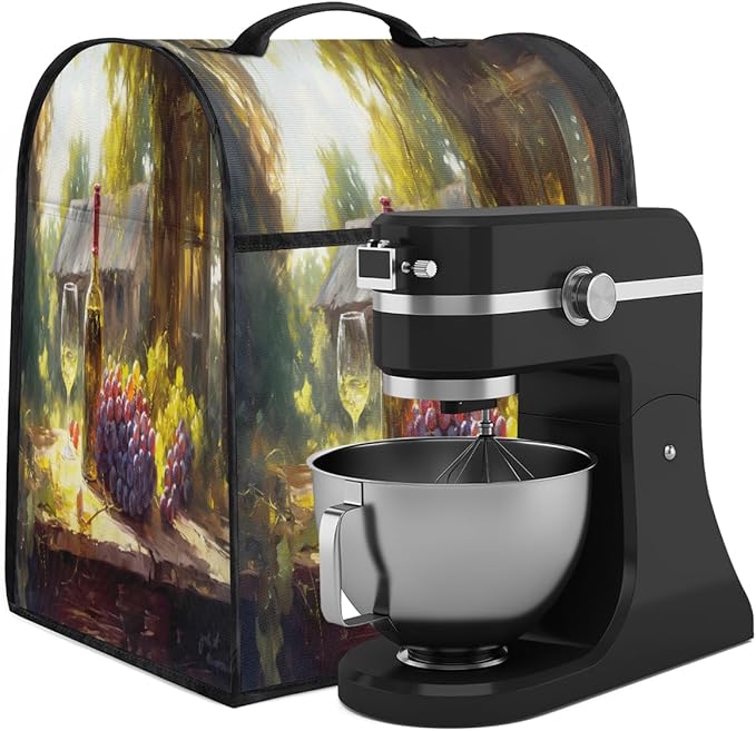 cfpolar Kitchen Aid Mixer Cover Compatible with 6-8 Quarts Grape Wine Farm Stand Mixer Cover Kitchen Aid Mixers Accessories Appliance Organizer Bag Dust Covers with Zipper Pocket