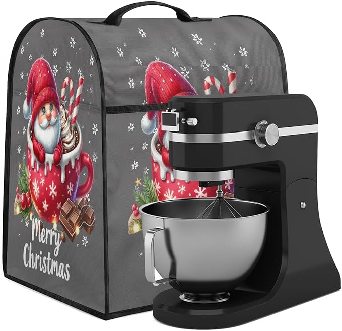 cfpolar Kitchen Aid Mixer Cover Compatible with 6-8 Quarts Christmas Dwarf Candy Cane Stand Mixer Cover Kitchen Aid Mixers Accessories Appliance Organizer Bag Dust Covers with Zipper Pocket