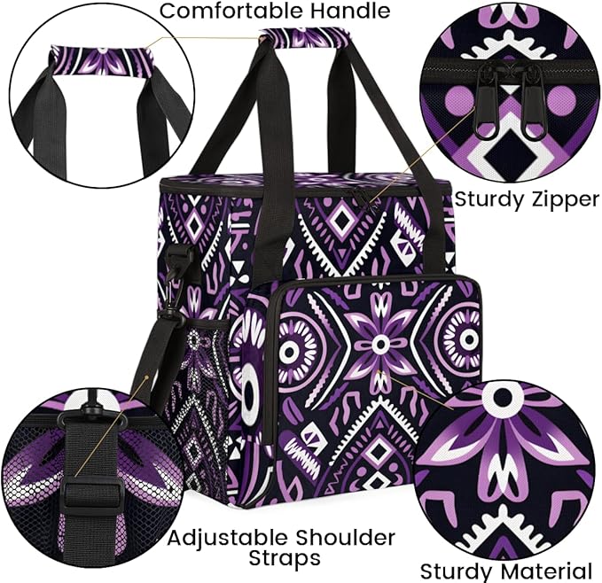 Vintage Mandala Coffee Maker Carrying Bag Geometry Aztec Pattern Travel Storage Bag Compatible with K-Mini or K-Mini Plus Single Serve Coffee Brewer Carrying Case with Pockets &amp Shoulder Strap