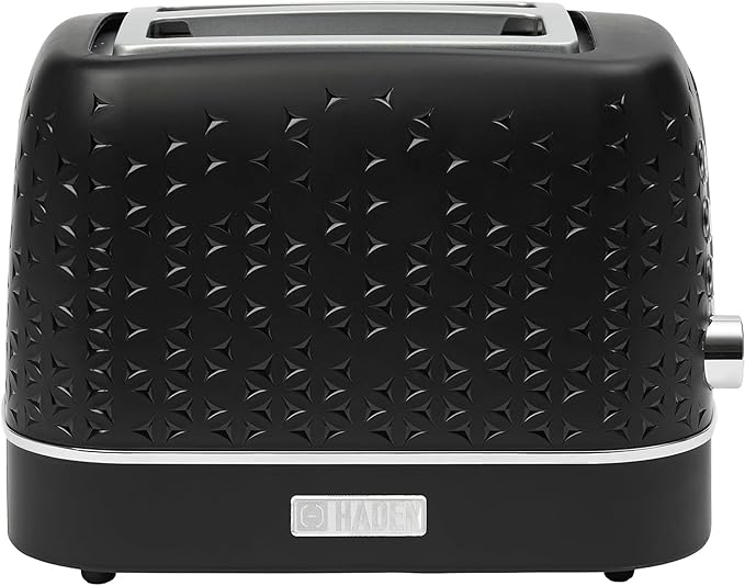 Haden Starbeck 2 Slice Wide Slot Stainless Steel Toaster with Adjustable Browning Control &amp Non-Slip Feet Black &amp Chrome