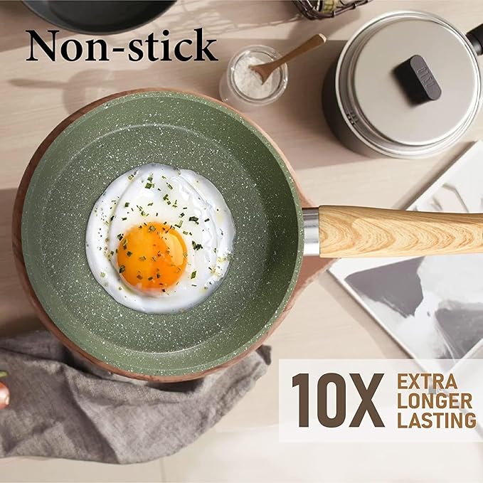 12 Pieces Kitchen Pots &amp Pans Set Nonstick Cookware Set Granite Coated Green
