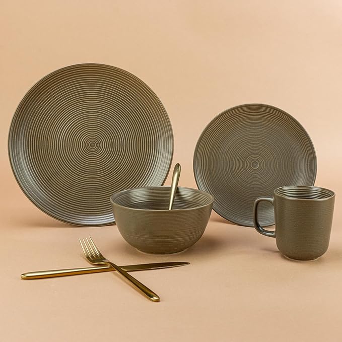 Everything Kitchens Deep Matte 16-Piece Dinnerware Set | Mocha
