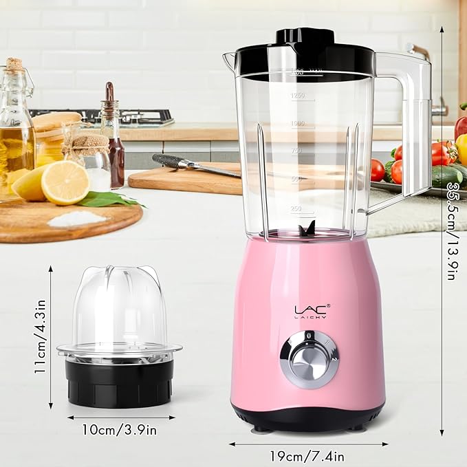 Blender for Smoothies300W Personal Blender and Grinder Combo for Kitchen with a 54oz Portable Smoothie CupsShakesJuicesFrozen Drinks and a 12oz Coffee Cup with Seal Cover (Pink)
