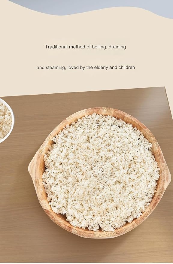 1 Set of Wooden Rice Barrel Rice Steaming Barrel Rice Mixing Barrel with Lid Suitable for Home Kitchen Restaurant(24 * 20cm)