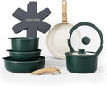 Country Kitchen Cookware Set with Removable Handle Oven &amp RV Safe Pots and Pans Set Sage Wood Handle Original