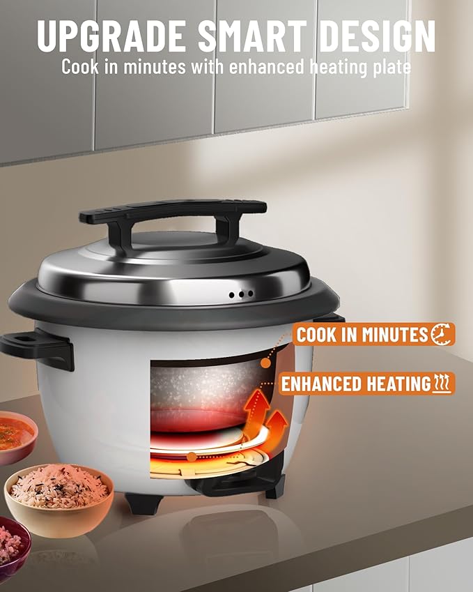 Wantjoin Rice cooker Stainless Rice Cooker &amp Warmer Commercial Rice cooker for party and family(10L capacity for 4.2L rice42CUPS) White