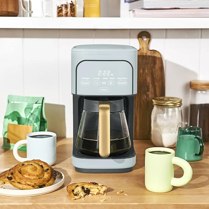 12 Cup Programmable Coffee Maker with Glass Carafe Reusable Filter and Touch Display (Hydrangea)
