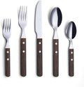 ANNOVA 20 Piece Silverware Set Service for 4 Stainless Steel Retro/Rivet Walnut Wood Tableware Kitchen Flatware Set Utensils Includes Dinner Knives Forks Spoons Salad Forks &amp Dessert Spoons