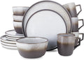 Stone Lain Vince Stoneware Reactive Glaze Dinnerware Set 16 Piece Service for 4 Gray
