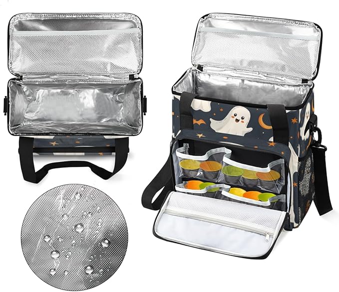 Modern Spooky Ghosts Coffee Maker Carrying Bag Portable Travel Storage Tote Bag Compatible with K-Mini or K-Mini Plus Single Serve Coffee Brewer Carrying Case with Multiple Pockets &amp Shoulder St