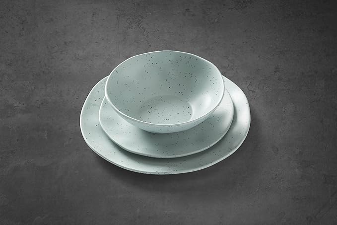 Oneida 895952 Terrazzo Melamine Mint 12 Piece Dinnerware Set Lightweight Melamine Material