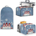 Christmas Themed Toaster Blender &amp Slow Cooker Covers - 4 Slice Wide Slot Washable Dust Covers in Blue for Merry Xmas Decor