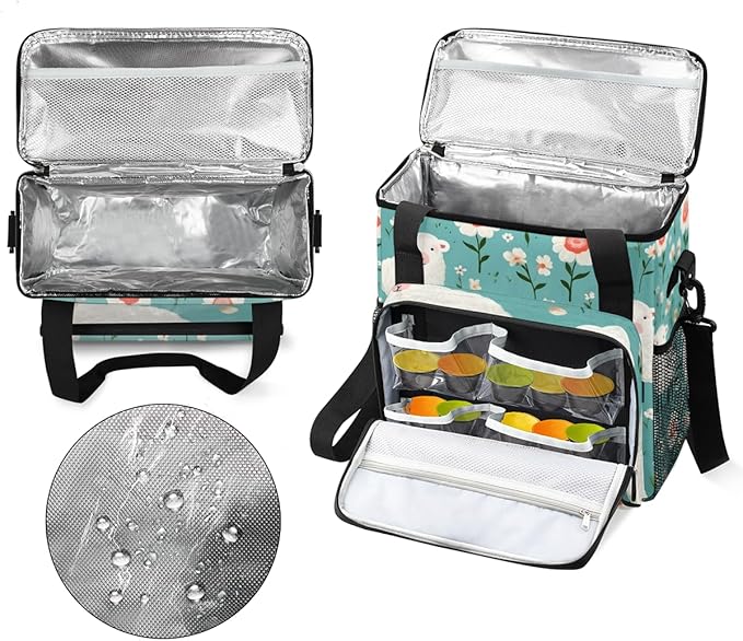 Sheep Flower Coffee Maker Carrying Bag Cute Sheep Travel Storage Bag Compatible with K-Mini or K-Mini Plus Single Serve Coffee Brewer Carrying Case with Multiple Pockets &amp Shoulder Strap