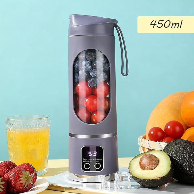 Electric Juicer Cup Display Fruit Mixing Machine 12 Inches Personal Blender with Rechargeable Battery Portable Shakes Maker with Safety Lock Kitchen Gym Travel Dormitory Apartment Organizer