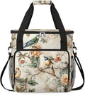 Retro Bird Flower Coffee Maker Carrying Bag Compatible with K-Mini or K-Mini Plus Portable Single Cup Coffee Maker Case with Pockets for K Cup Pods